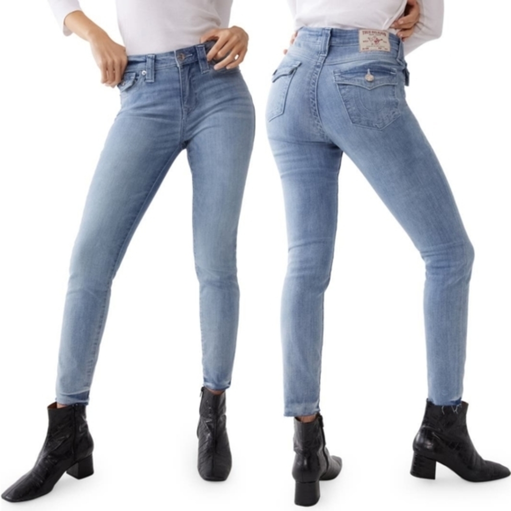True Religion Halle Released Hem Super Skinny Jeans Light Wash 26